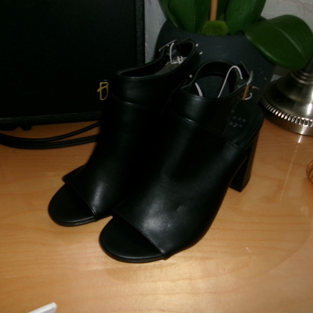 a new day Black Open-Toe Heeled Mule Boots